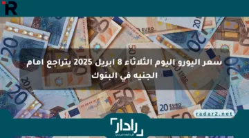 سعر اليورو اليوم الثلاثاء 8 أبريل 2025 يتراجع أمام الجنيه في البنوك
